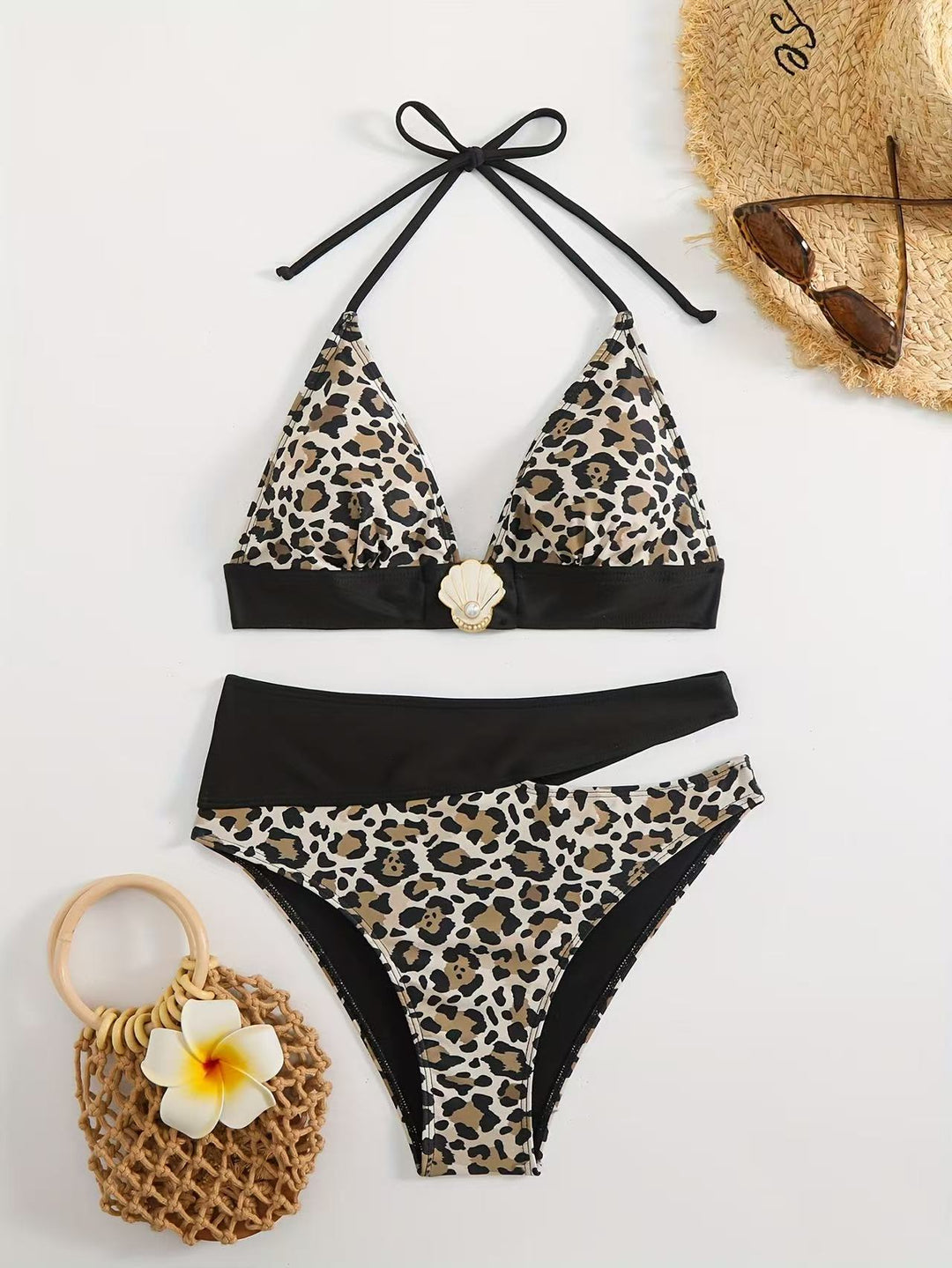 Damen Triangel-Bikini mit elegantem geometrischem Muster Drune