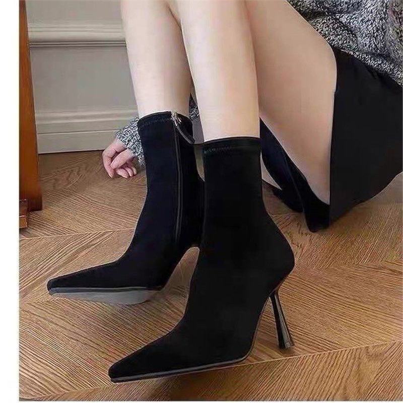 Damen Sock-Stiefeletten aus Stretch mit spitzer Zehenpartie und sculpted Stiletto-Absatz Drune
