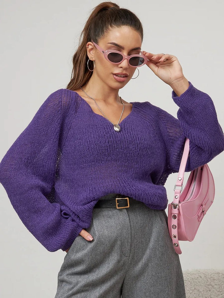 Damen Grober Strickpullover mit lässigem Schnitt und luftiger Textur Drune