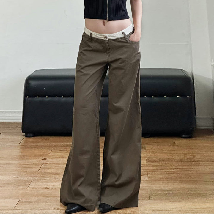 Damen Cargo-Hose im lässigen Stil mit praktischen Seitentaschen und weitem Bein Drune