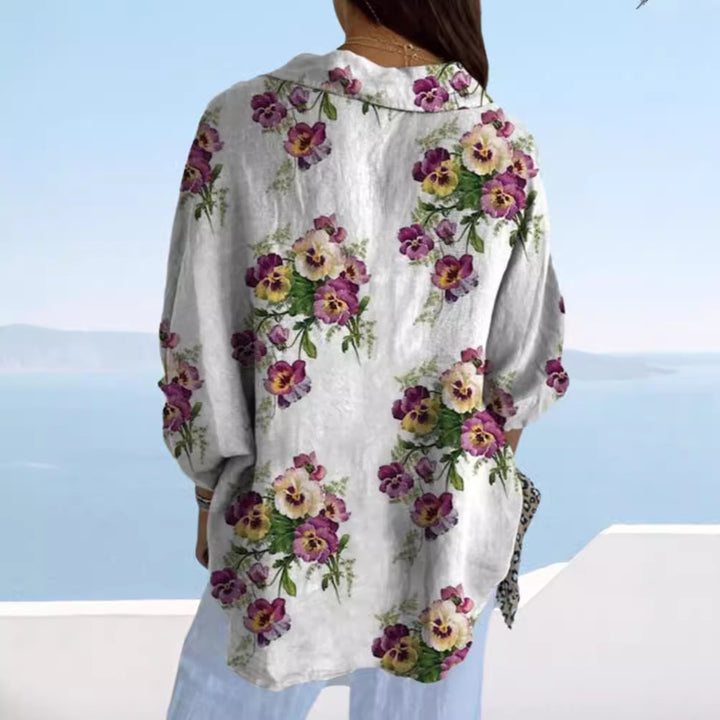 Damen Bluse im floralen Design mit verdeckten Knopfleisten Drune