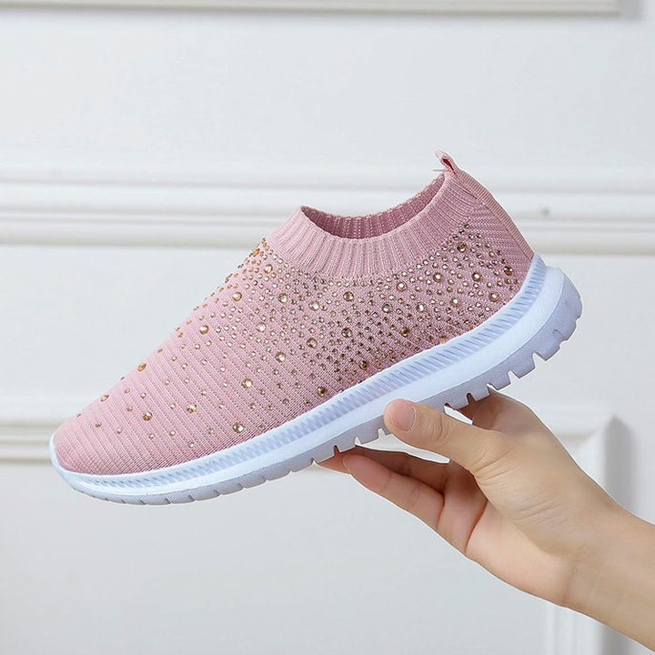 Damen Elastischer Sock-Sneaker mit Strass‑Nieten, atmungsaktivem Strickschaft und dämpfender Komfortsohle Drune