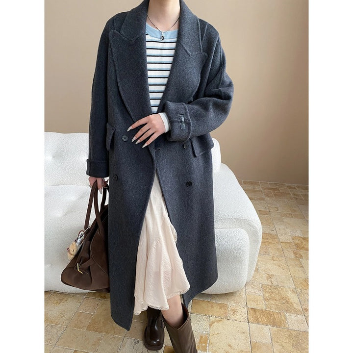Damen eleganter Oversized-Mantel mit doppelter Knopfleiste und praktischen Taschen Drune