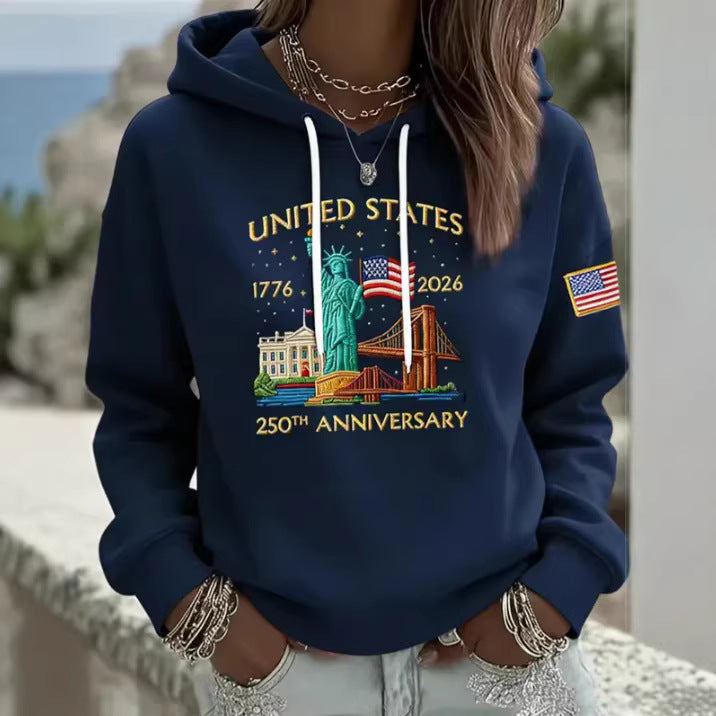 Damen Kreativer Kapuzenpullover mit einzigartigem Statuesque-Motiv Drune