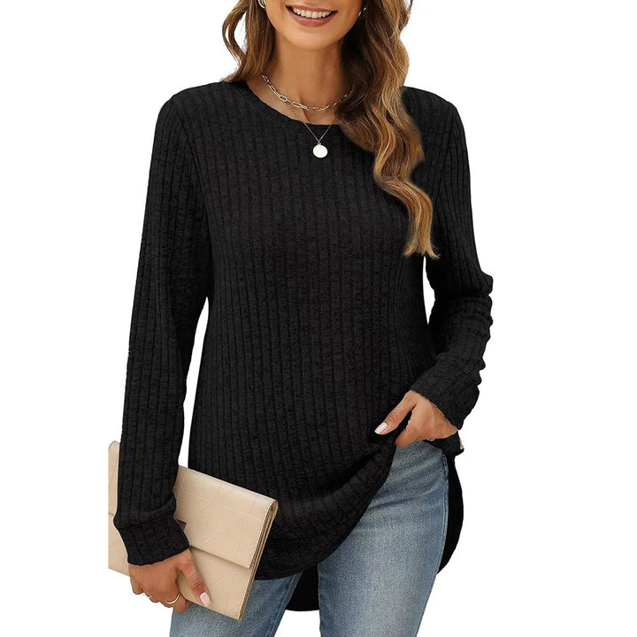 Damen lässiges Langarmshirt aus Strukturstrick Drune