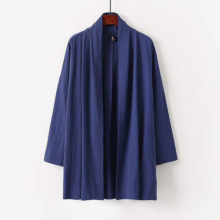 Unisex Offene Kimono-Cardigan aus leichter Baumwoll-Leinen-Mischung Drune