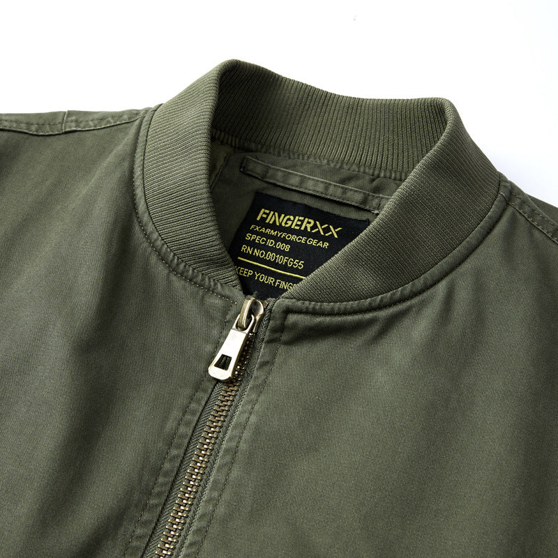Herren  schwere Baumwoll-Twill Utility Bomberjacke mit schrägen Druckknopf-Taschen und Reißverschluss-Ärmeltasche Drune