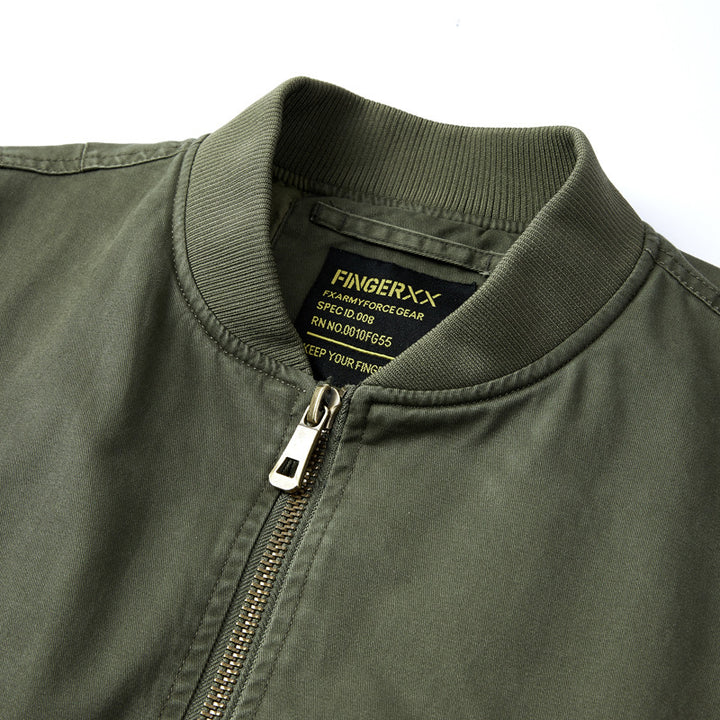 Herren  schwere Baumwoll-Twill Utility Bomberjacke mit schrägen Druckknopf-Taschen und Reißverschluss-Ärmeltasche Drune