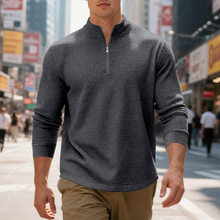 Herren sportlicher Pullover im strukturierten Design mit hallem Reißverschluss Drune