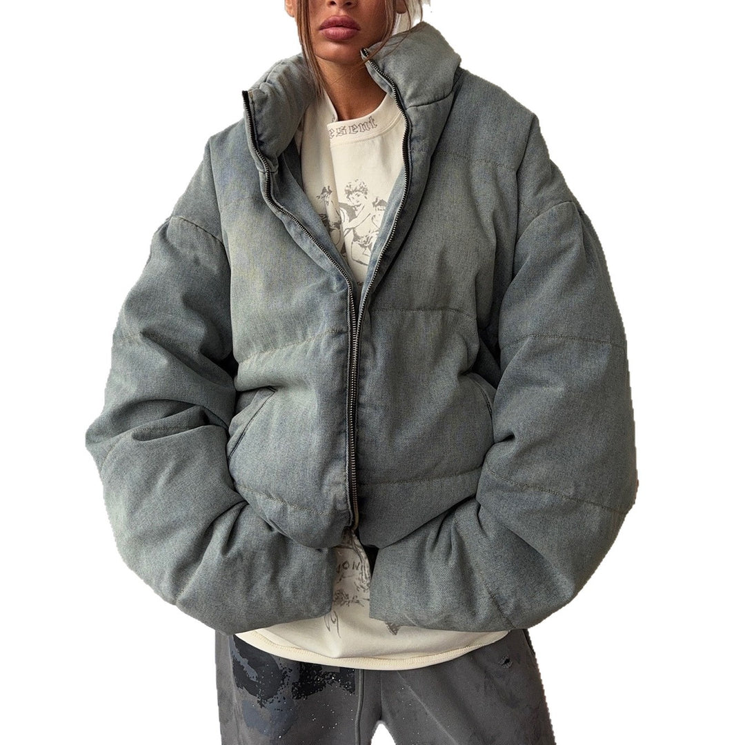 Damen Oversized Steppjacke mit hohem Kragen Drune