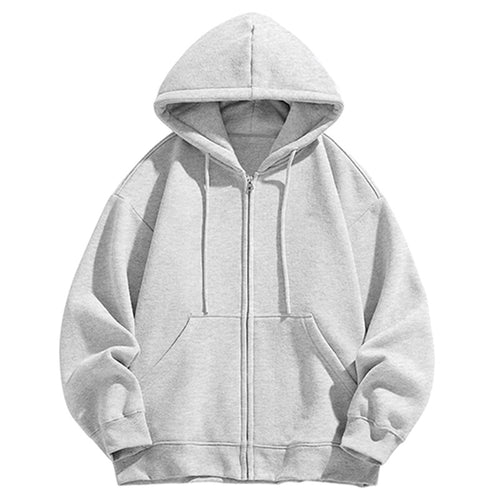 Herren Oversize Kapuzen‑Sweatjacke mit durchgehendem Reißverschluss und Kängurutasche Drune