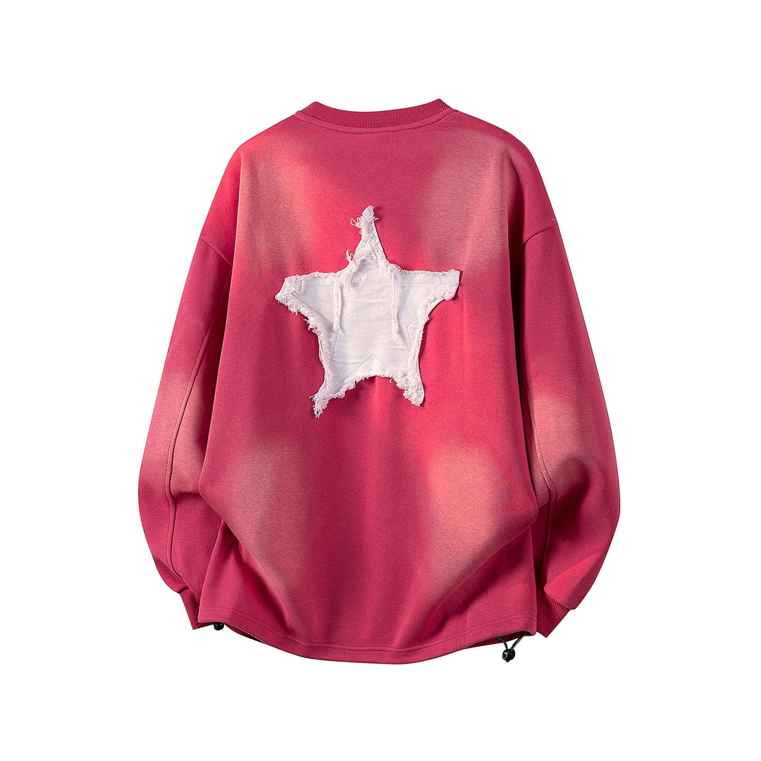 Damen Oversize-Sweatshirt mit gesticktem Schriftzug, abgerundetem Saum & überschnittener Schulter Drune