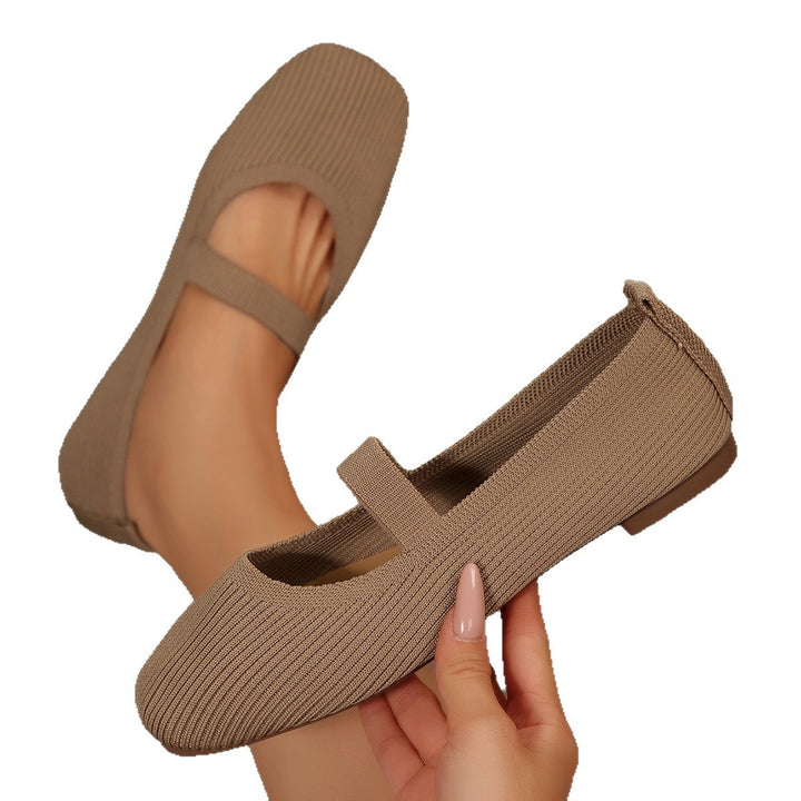 Damen Strick-Ballerina mit elastischem Riemen und flexibler Sohle Drune