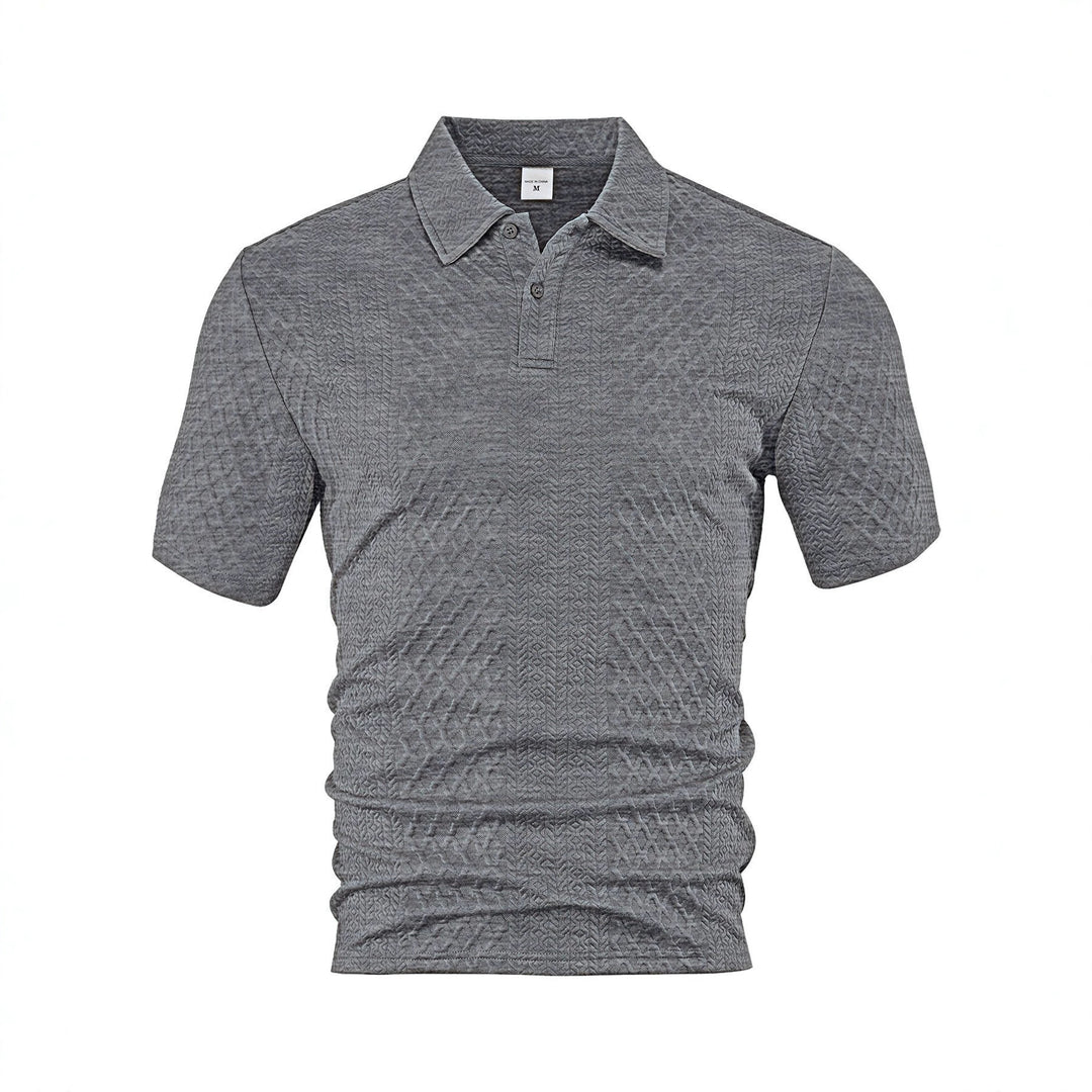 Herren nan texturiertes Jacquard-Poloshirt kurzärmelig schmaler Schnitt mit Polokragen Drune