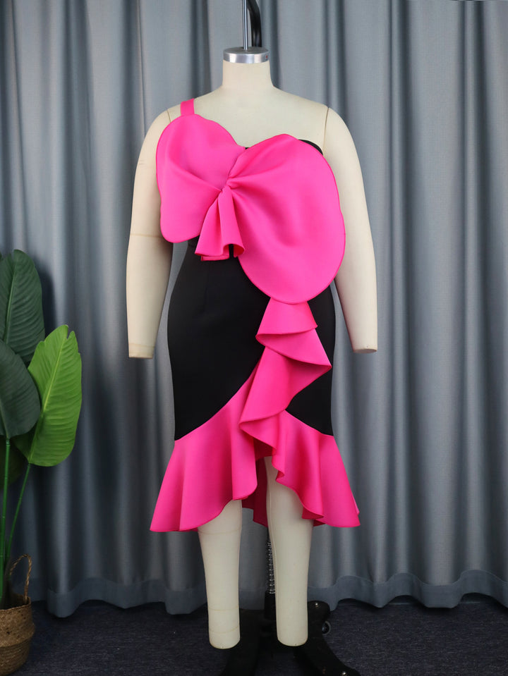Damen Elegantes Cocktailkleid mit statementvollem Rüschen-Design und Übergröße Drune