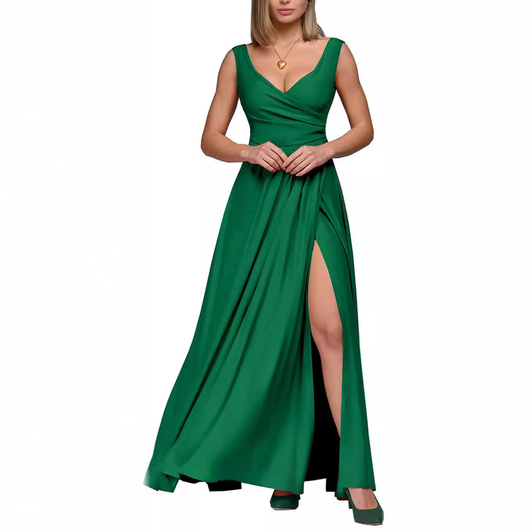 Damen Maxikleid mit fließendem Schnitt und eleganten Drapierungen Drune