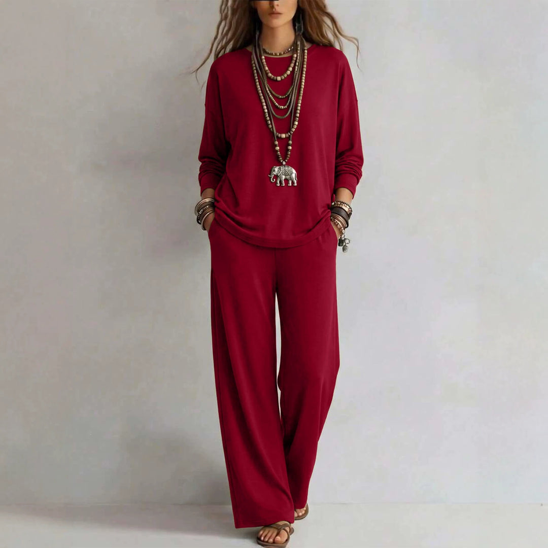 Damen Loungewear-Set mit weitem Bund und Oversize-Langarmshirt Drune