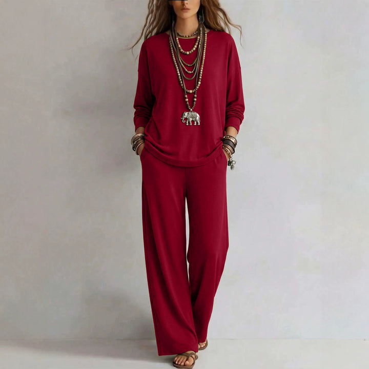 Damen Loungewear-Set mit weitem Bund und Oversize-Langarmshirt Drune