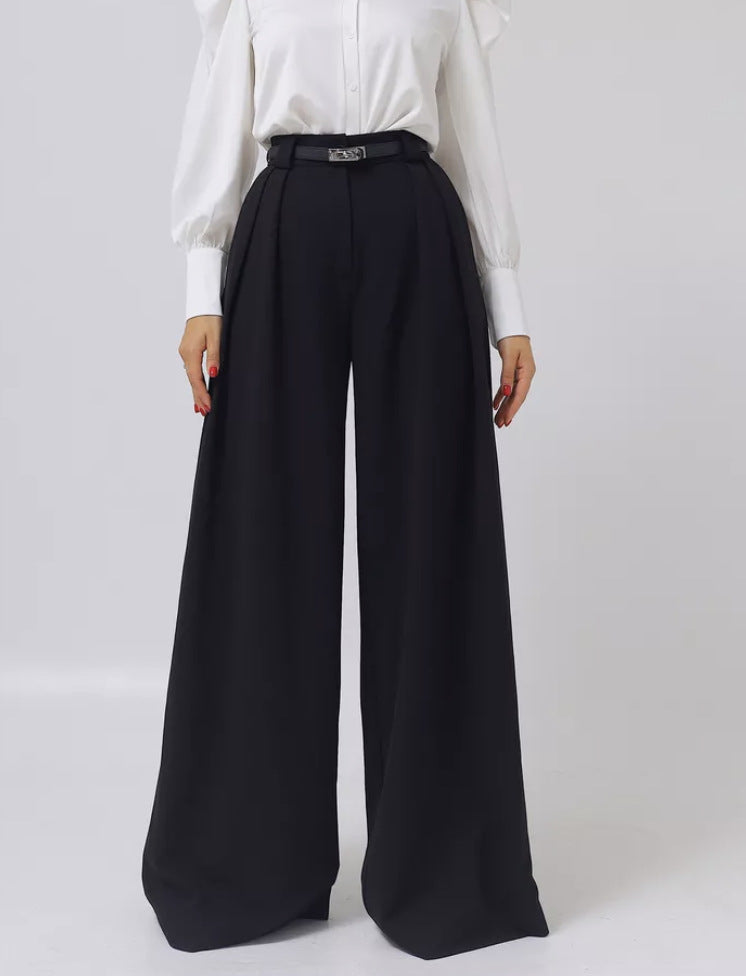 Damen weite Palazzohose mit hohem Bund und eleganter Taillierung Drune