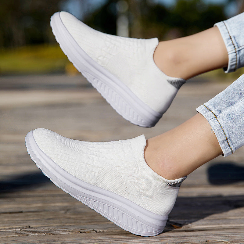 Damen Slip-On Sport Sneakers mit atmungsaktivem Strickdesign Drune