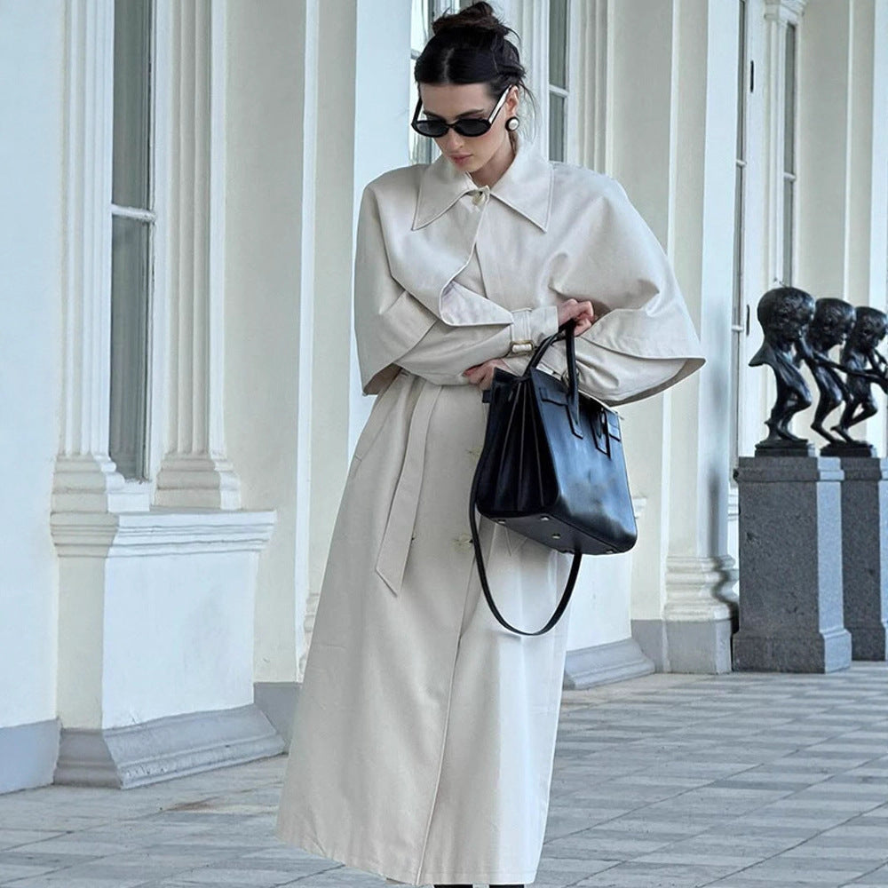 Damen eleganter Trenchcoat mit innovativem Cape-Design Drune
