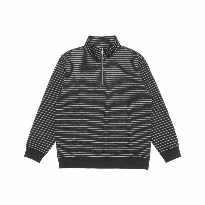 Herren Feinstrick-Halbzip-Pullover mit Stehkragen und feinen Streifen Drune