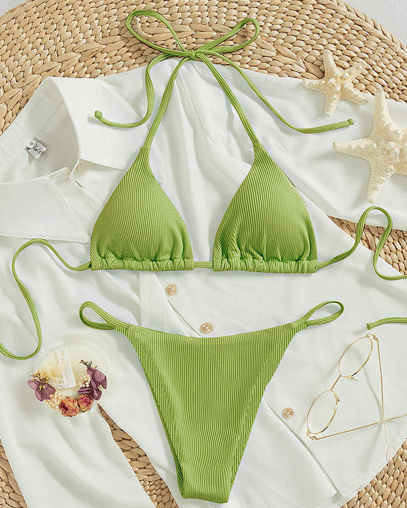 Damen Triangel-Bikini mit feiner Rippstruktur Drune