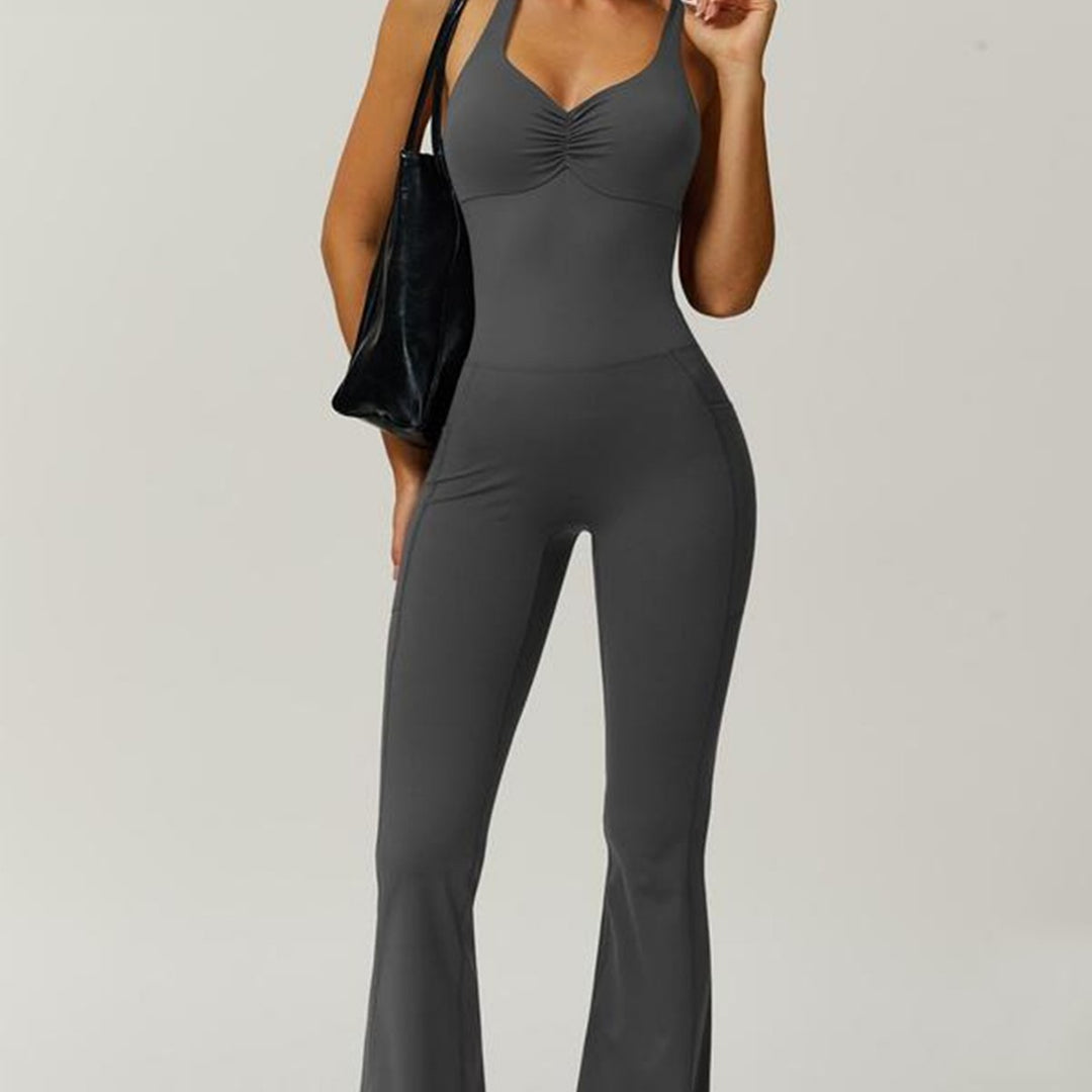 Damen Sportlicher Jumpsuit mit figurbetontem Schnitt und Trägern Drune