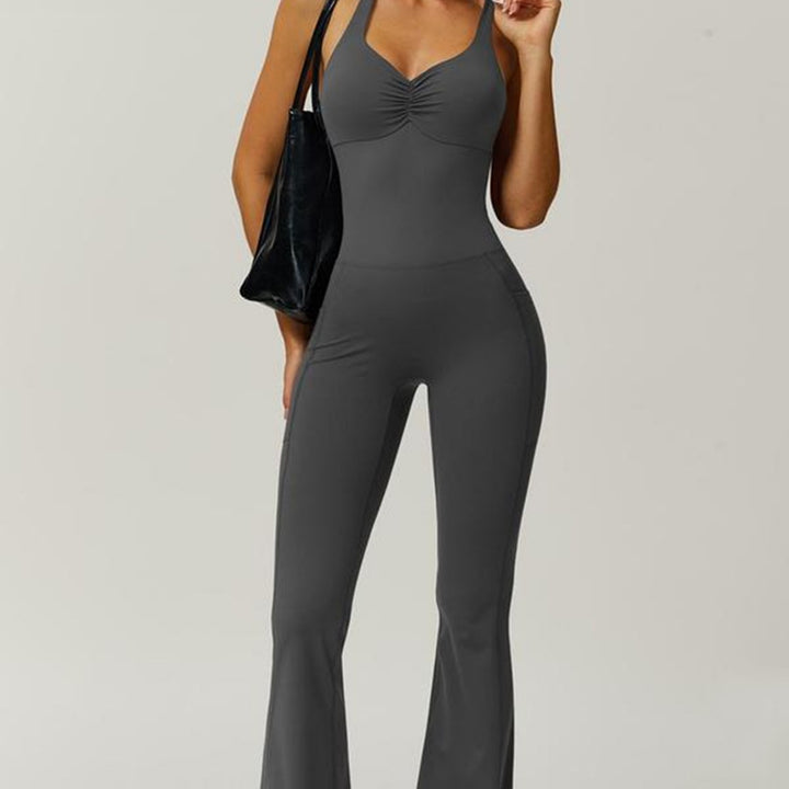 Damen Sportlicher Jumpsuit mit figurbetontem Schnitt und Trägern Drune