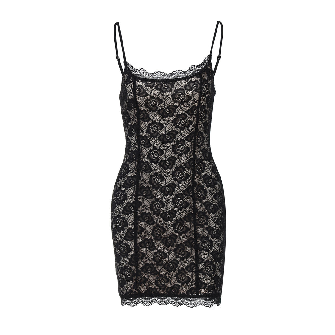 Damen Spitzenkleid mit zarten Trägern Drune