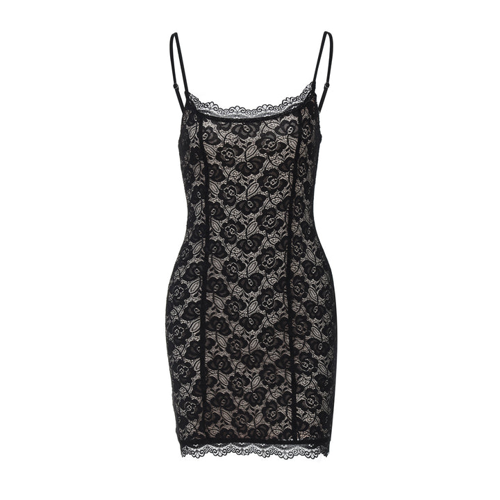 Damen Spitzenkleid mit zarten Trägern Drune