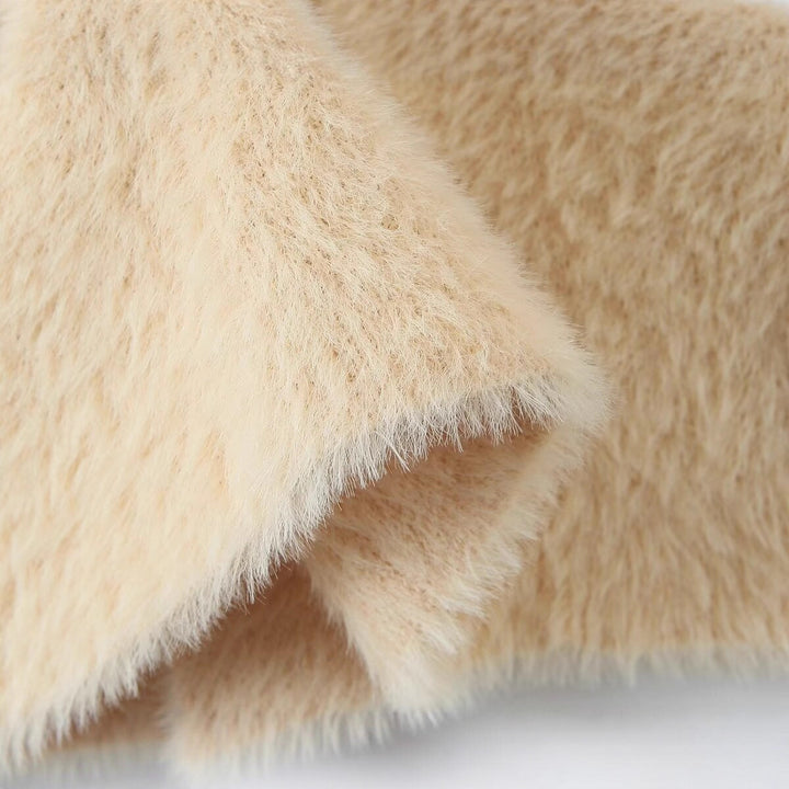 Damen Langer flauschiger Kapuzencardigan mit aufgesetzten Eingrifftaschen und offener Front Drune