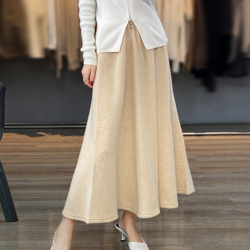 Damen Midirock aus gestricktem Wollmix mit ausgestellter A‑Linie Drune