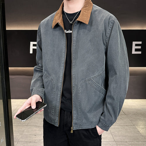 Herren Canvas-Fieldjacke mit Cordkragen, durchgehendem Reißverschluss und ergonomischen Nahtdetails Drune