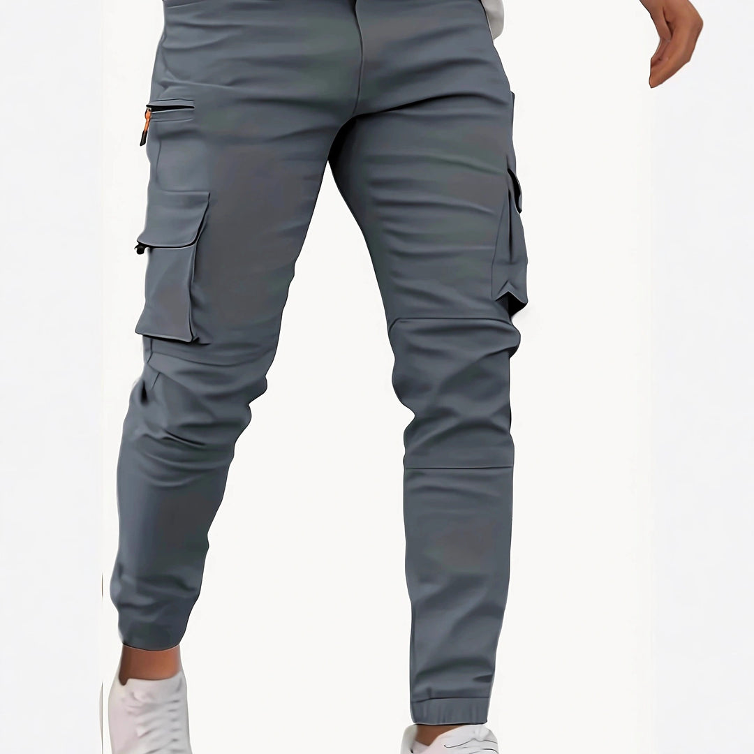 Herren Tapered Cargo-Jogginghose mit Reißverschluss- und Klappentaschen Drune