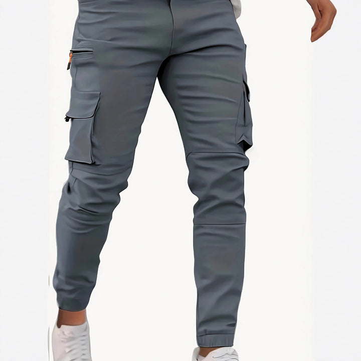 Herren Tapered Cargo-Jogginghose mit Reißverschluss- und Klappentaschen Drune