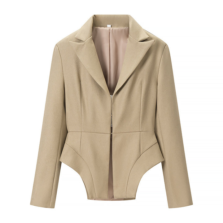 Damen Taillierter Blazer mit Peplum-Schnitt und asymmetrischer Saumführung Drune