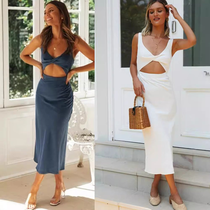 Damen Midikleid mit verspieltem Cut-Out-Design und elegantem Rückenausschnitt Drune