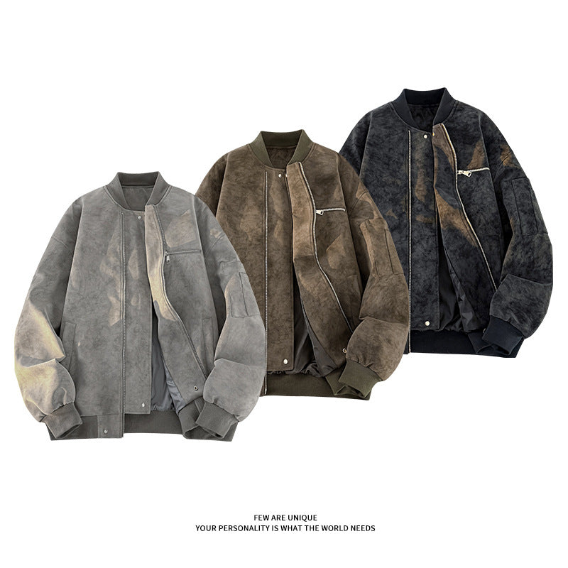 Herren lässige Oversized-Bomberjacke aus strapazierfähigem Material mit praktischen Taschen Drune
