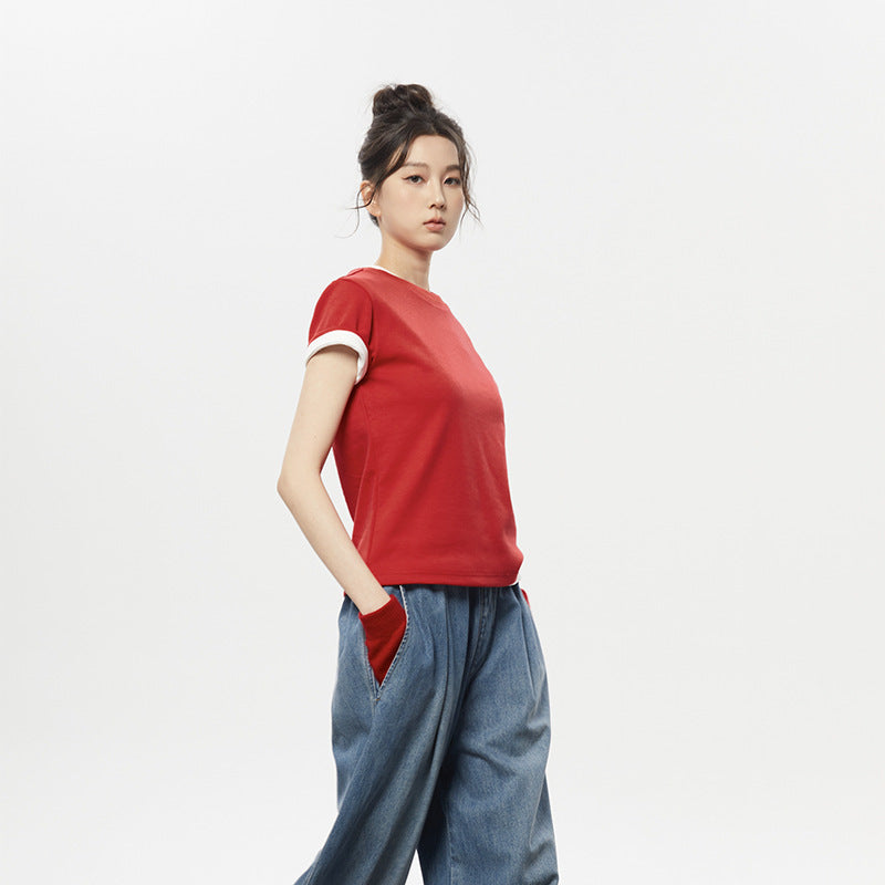 Damen lässiges T-Shirt mit modernem Schnitt Drune