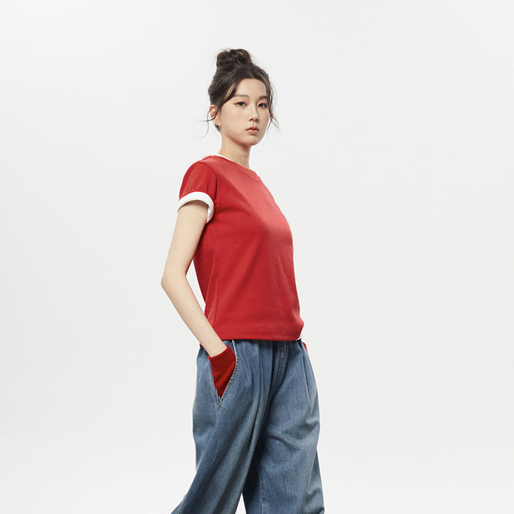 Damen lässiges T-Shirt mit modernem Schnitt Drune