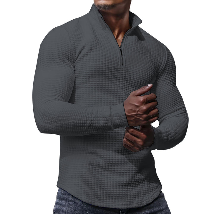 Herren Waffelstrick-Langarmshirt mit kurzem Reißverschluss Drune
