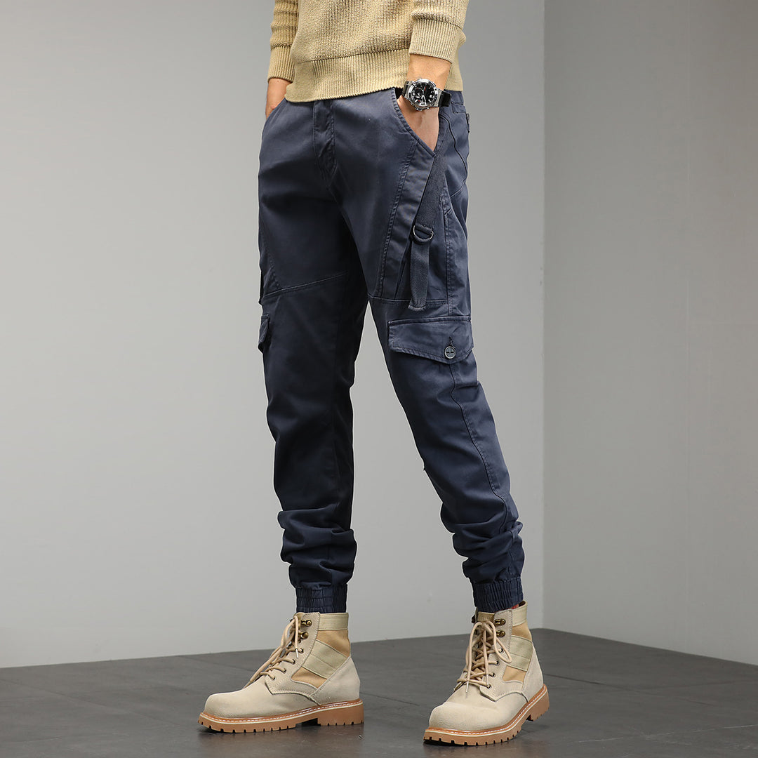 Herren Tapered Cargo‑Jogger mit D‑Ring, Kniepaneelen und elastischen Bündchen Drune