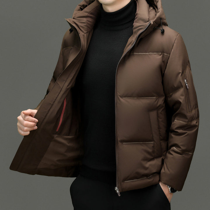 Herren Daunenjacke mit abnehmbarem Kapuzenkragen und wasserabweisender Oberfläche Drune