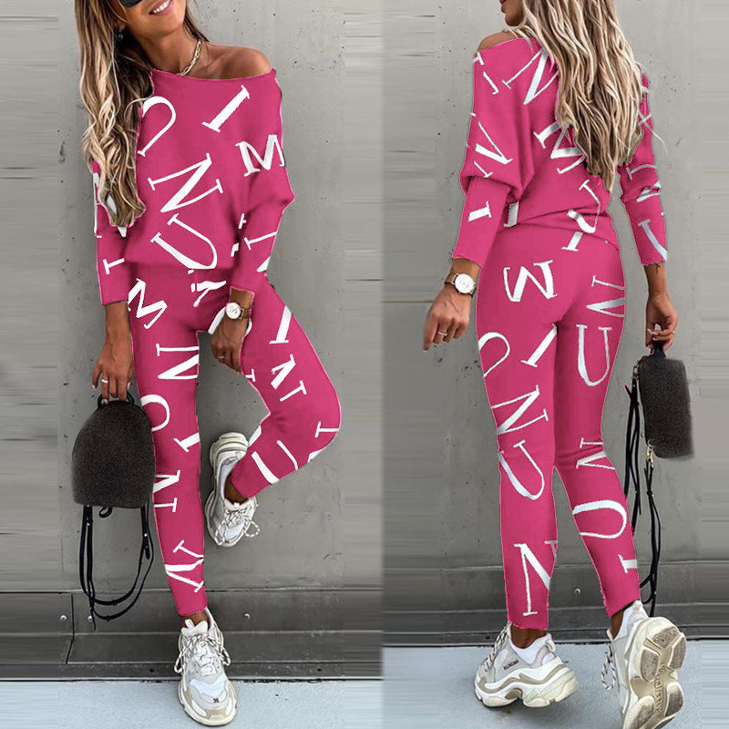 Damen Pyjama-Set mit langärmligem Oberteil und elastischen Hosen Drune