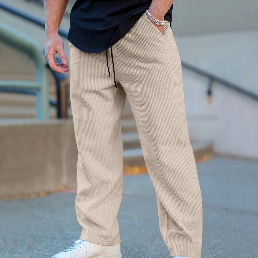 Herren lässige und atmungsaktive Freizeithose mit elastischem Bund Drune