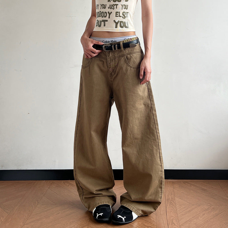 Damen Tiefsitzende Baggy-Denimhose mit ultraweitem Bein und relaxed-Fit Drune
