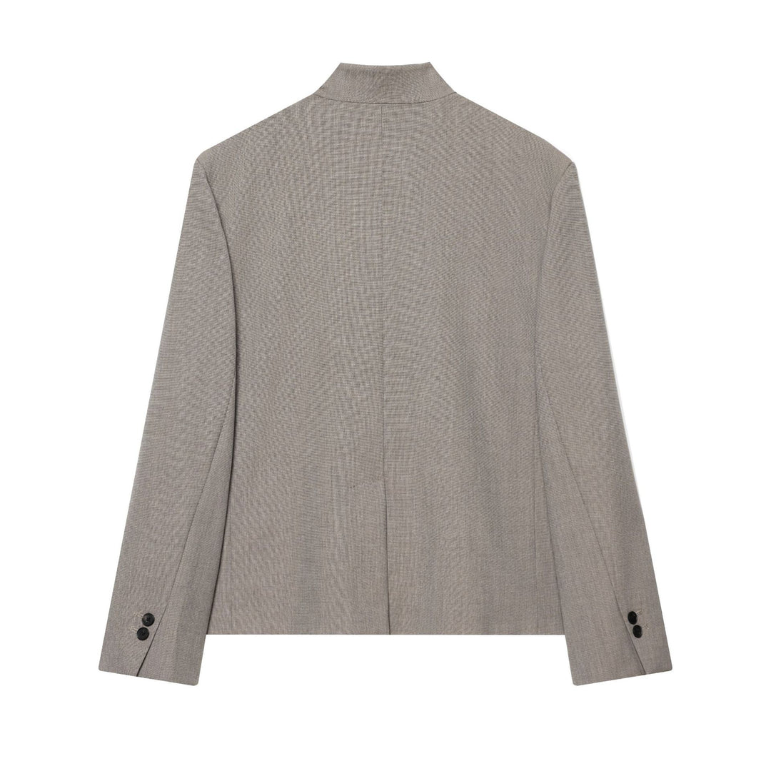 Damen nan Mandarin-Kragen Blazer mit asymmetrischer Knopfleiste, Wiener Nähten und dezent taillierter Silhouette Drune