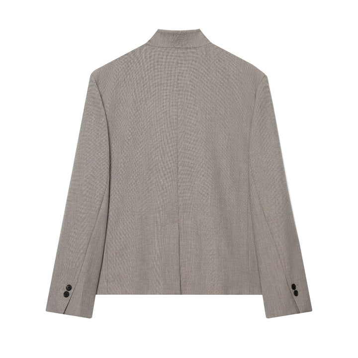 Damen nan Mandarin-Kragen Blazer mit asymmetrischer Knopfleiste, Wiener Nähten und dezent taillierter Silhouette Drune