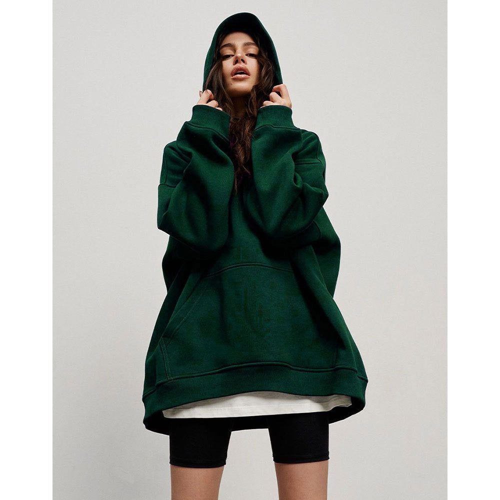 Damen Bequemer oversized Kapuzenpullover mit Kängurutasche Drune
